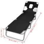 Chaise longue avec coussin de tête Acier enduit de poudre Noir – Image 6