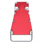 Chaise longue avec coussin de tête Acier enduit de poudre Rouge – Image 2