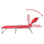 Chaise longue avec coussin de tête Acier enduit de poudre Rouge – Image 3