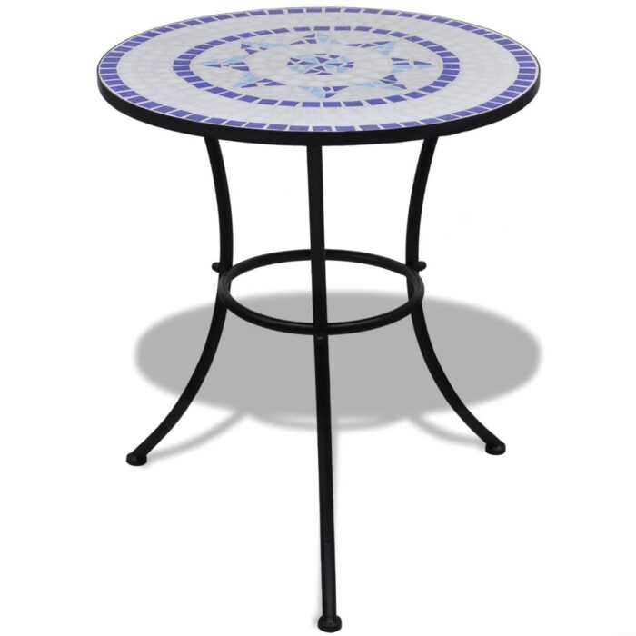 Table de bistro Bleu et blanc 60 cm Mosaïque – Image 1