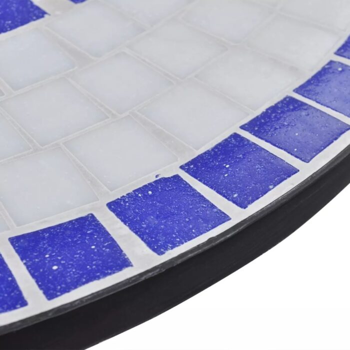 Table de bistro Bleu et blanc 60 cm Mosaïque – Image 3