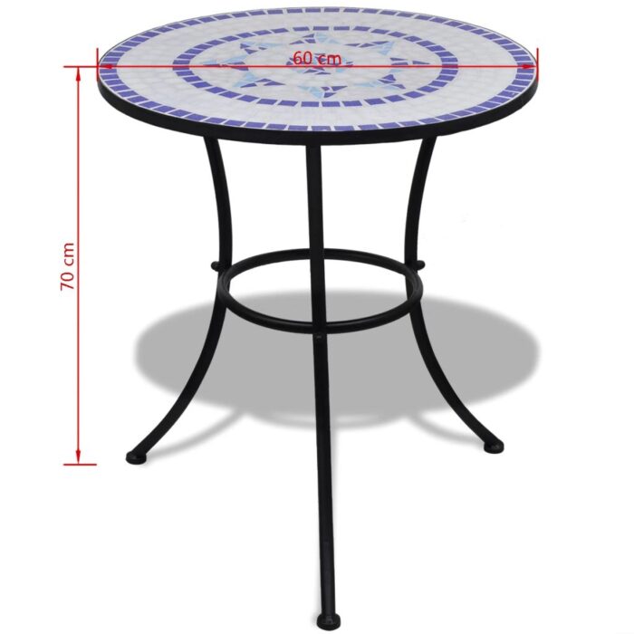 Table de bistro Bleu et blanc 60 cm Mosaïque – Image 4