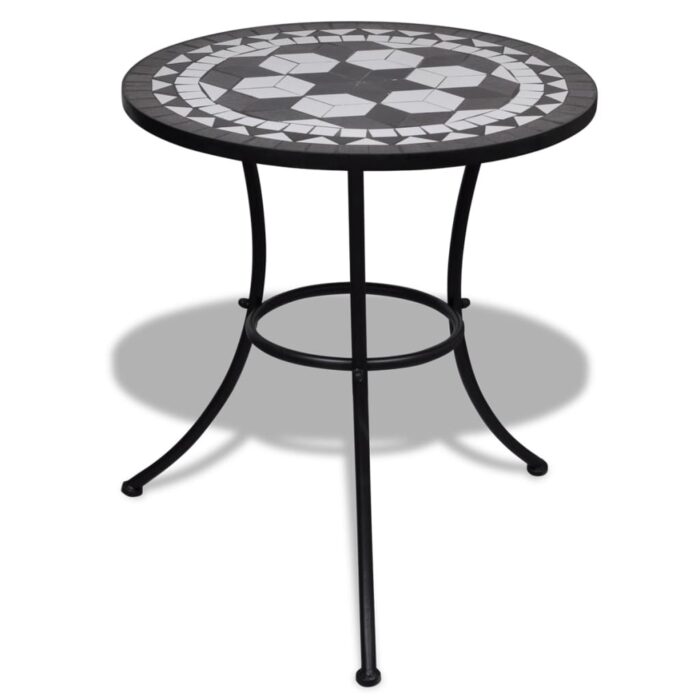 Table de bistro Noir et blanc 60 cm Mosaïque – Image 1