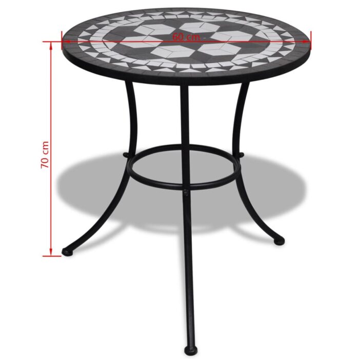 Table de bistro Noir et blanc 60 cm Mosaïque – Image 4