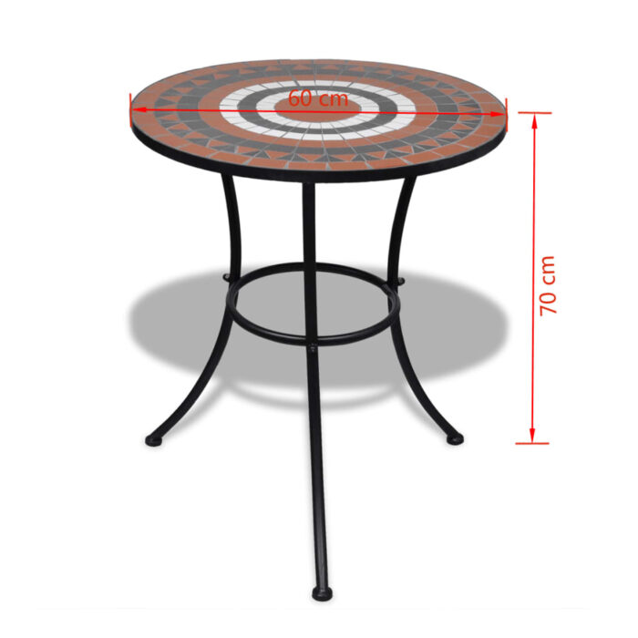 Table de bistro Terre cuite et blanc 60 cm Mosaïque – Image 4