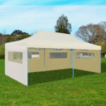 Tente de réception pliable crème 3 x 6 m