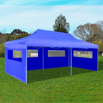 Tente de réception pliable bleue 3 x 6 m