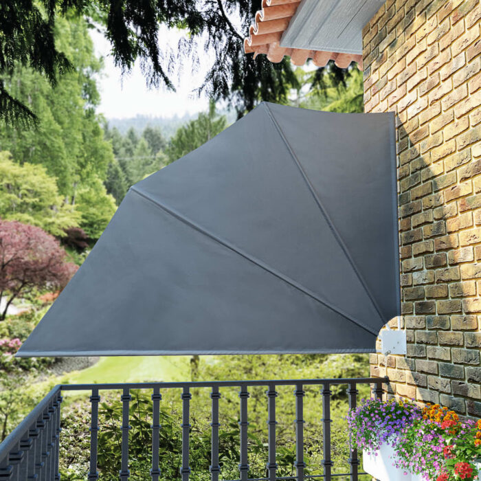 Auvent latéral pliable de balcon Gris 160 x 240 cm – Image 1