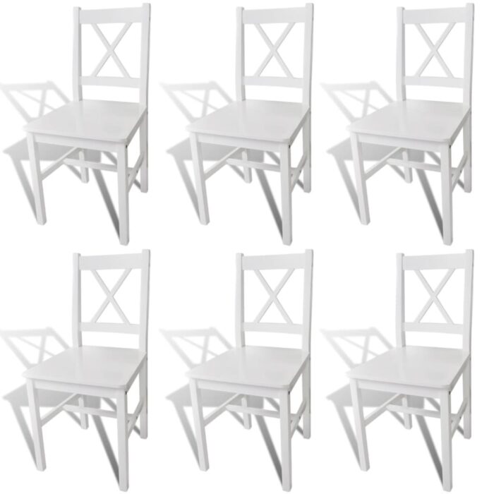 Chaises à manger lot de 6 blanc pinède – Image 1