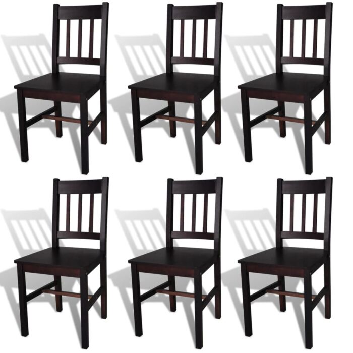 Chaises à manger lot de 6 marron foncé pinède – Image 1