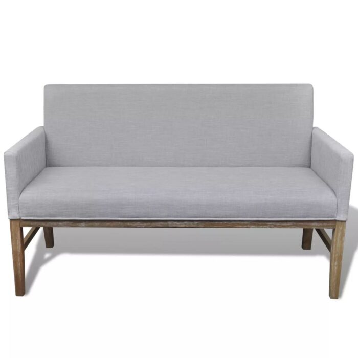 Banc avec coussin rembourré tissu hévéa gris clair – Image 2