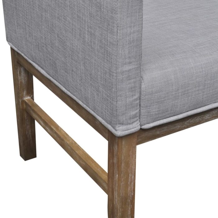 Banc avec coussin rembourré tissu hévéa gris clair – Image 3