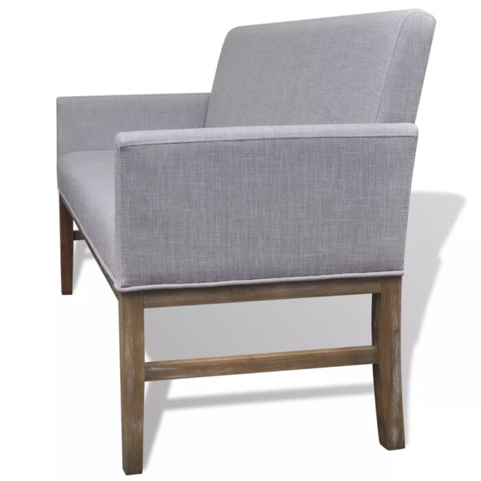 Banc avec coussin rembourré tissu hévéa gris clair – Image 4