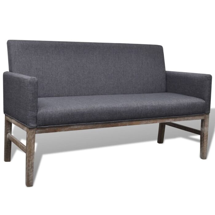 Banc avec coussin rembourré tissu hévéa gris foncé – Image 1
