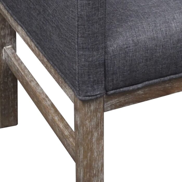 Banc avec coussin rembourré tissu hévéa gris foncé – Image 2