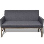 Banc avec coussin rembourré tissu hévéa gris foncé – Image 3