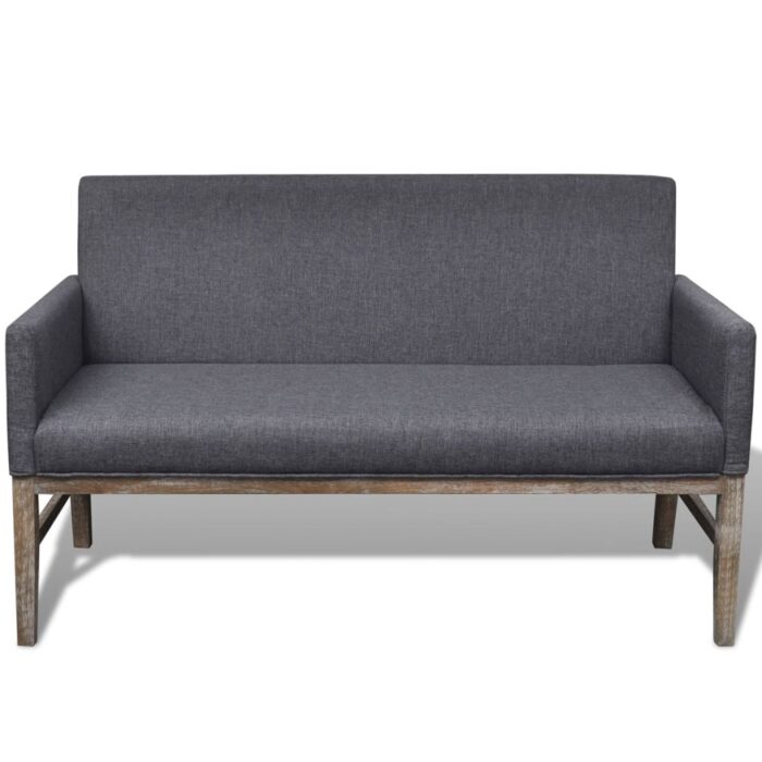 Banc avec coussin rembourré tissu hévéa gris foncé – Image 3