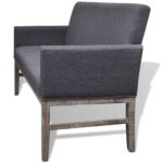 Banc avec coussin rembourré tissu hévéa gris foncé – Image 4