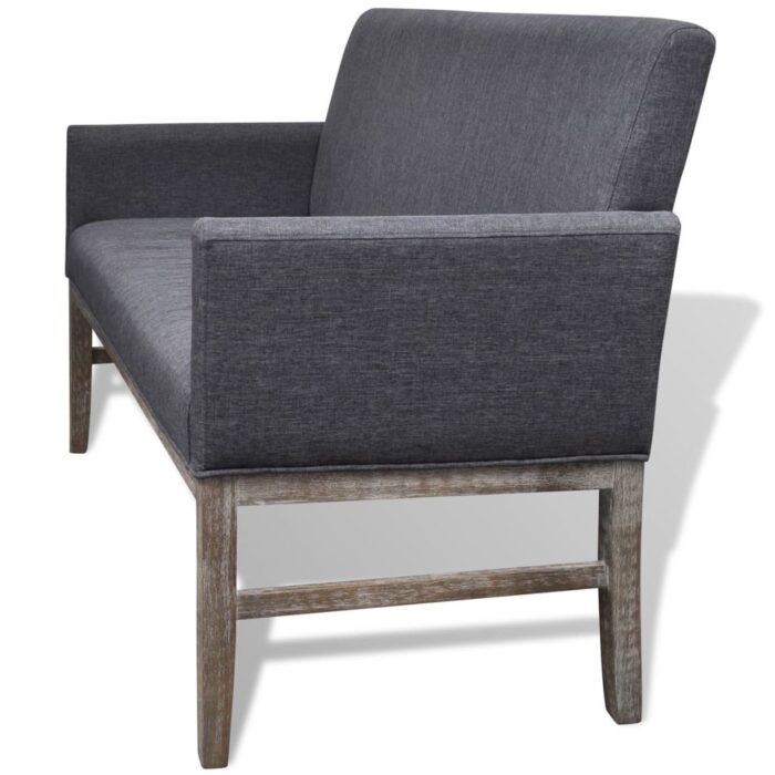 Banc avec coussin rembourré tissu hévéa gris foncé – Image 4