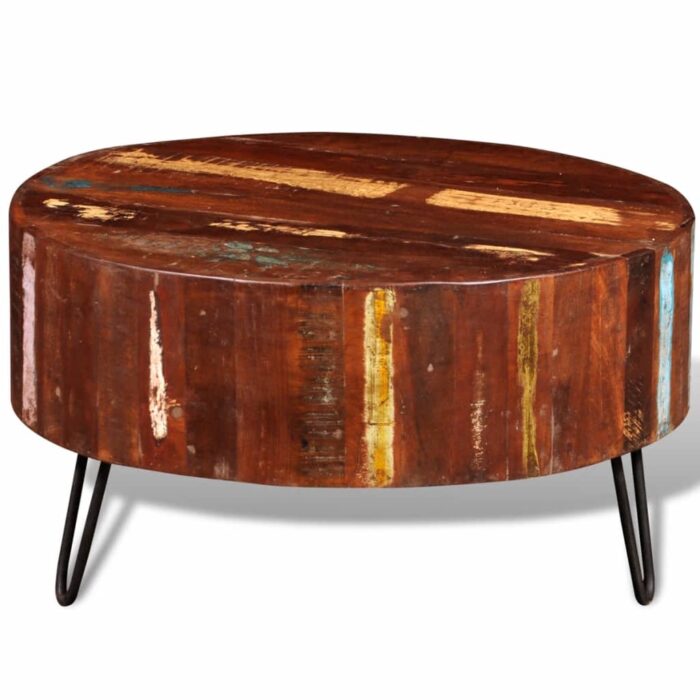 Table basse ronde Bois massif de récupération – Image 2