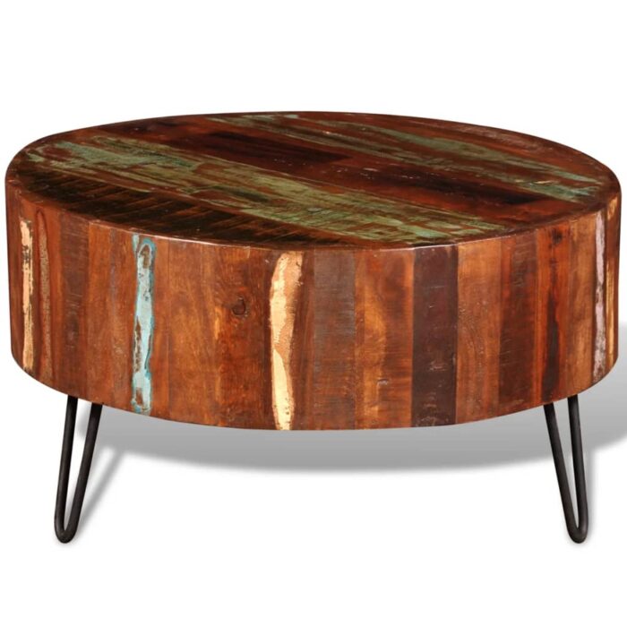 Table basse ronde Bois massif de récupération – Image 3