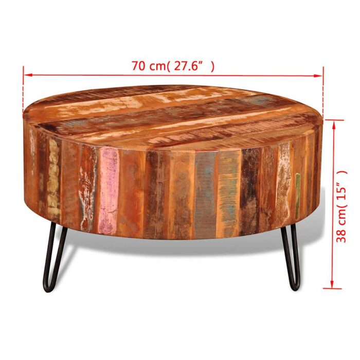 Table basse ronde Bois massif de récupération – Image 8