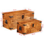 Coffre de rangement 2 pcs Bois de manguier brut – Image 7