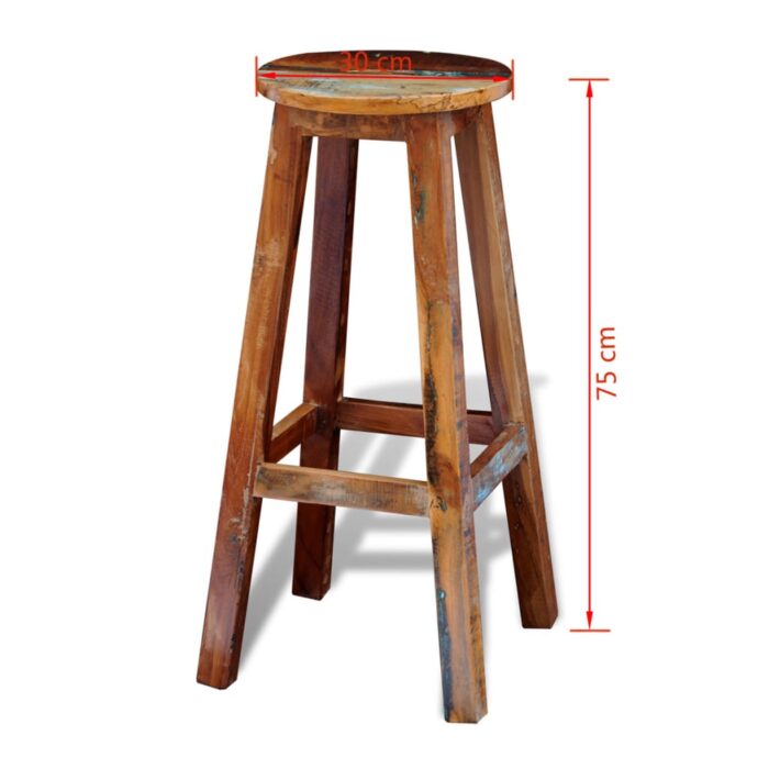 Tabouret de bar Bois de récupération massif – Image 7