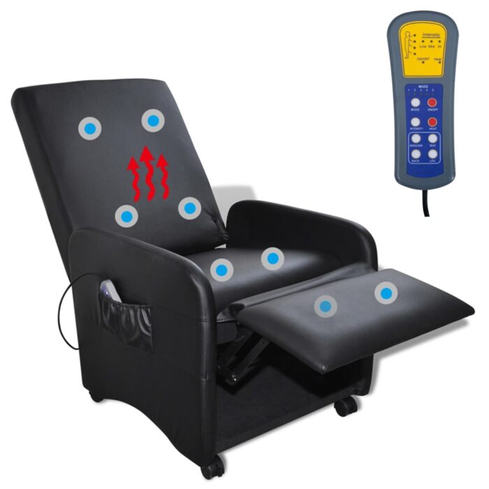 Fauteuil de massage Noir Similicuir – Image 4