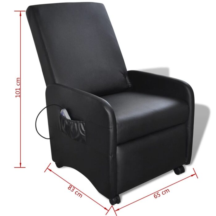 Fauteuil de massage Noir Similicuir – Image 7