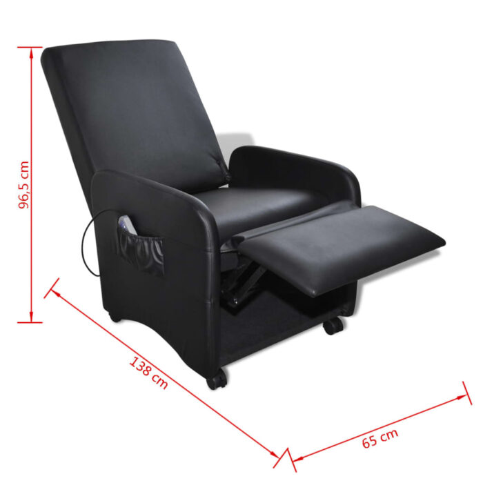 Fauteuil de massage Noir Similicuir – Image 8