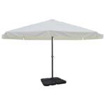 Parasol de jardin avec base portable aluminium blanc