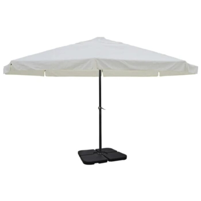 Parasol de jardin avec base portable aluminium blanc – Image 1