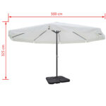 Parasol de jardin avec base portable aluminium blanc – Image 8