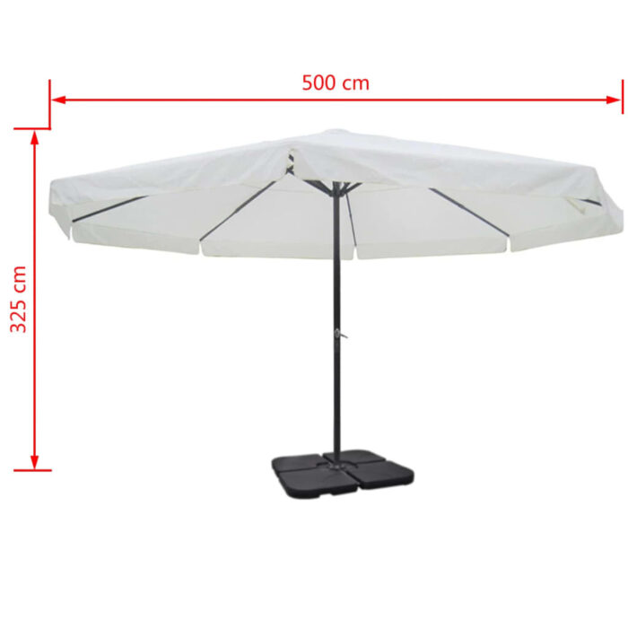 Parasol de jardin avec base portable aluminium blanc – Image 8