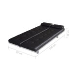 Canapé-lit réglable avec deux oreillers Similicuir Noir – Image 8