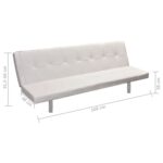 Canapé-lit réglable avec deux oreillers Similicuir Blanc crème – Image 7