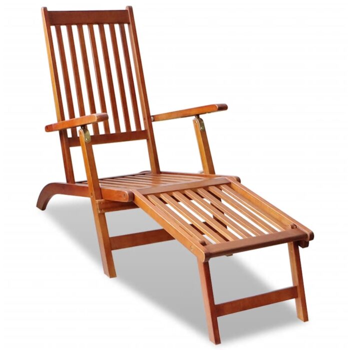 Chaise de terrasse avec repose-pied Bois d'acacia solide – Image 1