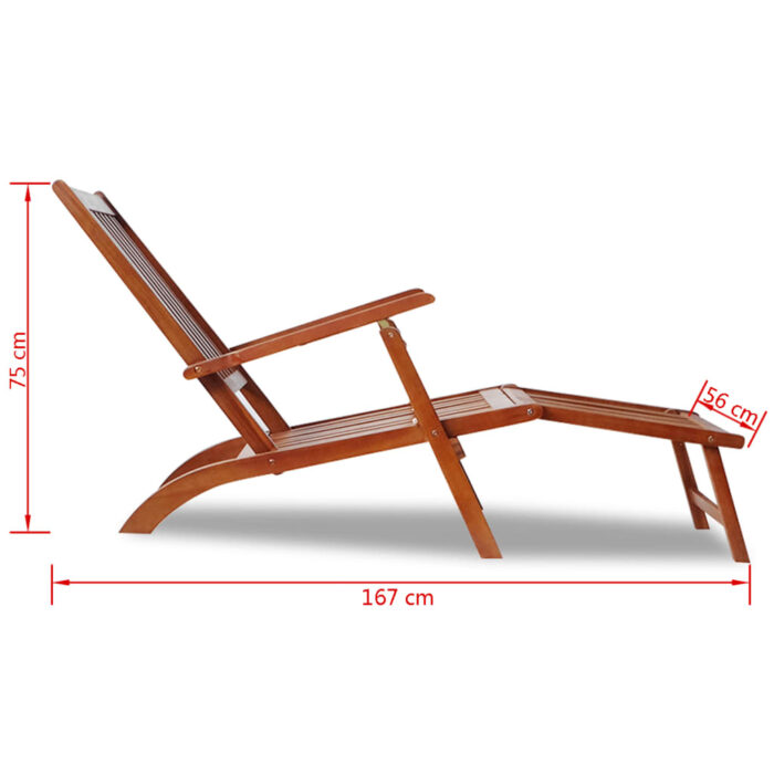 Chaise de terrasse avec repose-pied Bois d'acacia solide – Image 6