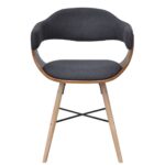 Chaises à manger lot de 2 gris foncé bois courbé et tissu – Image 2