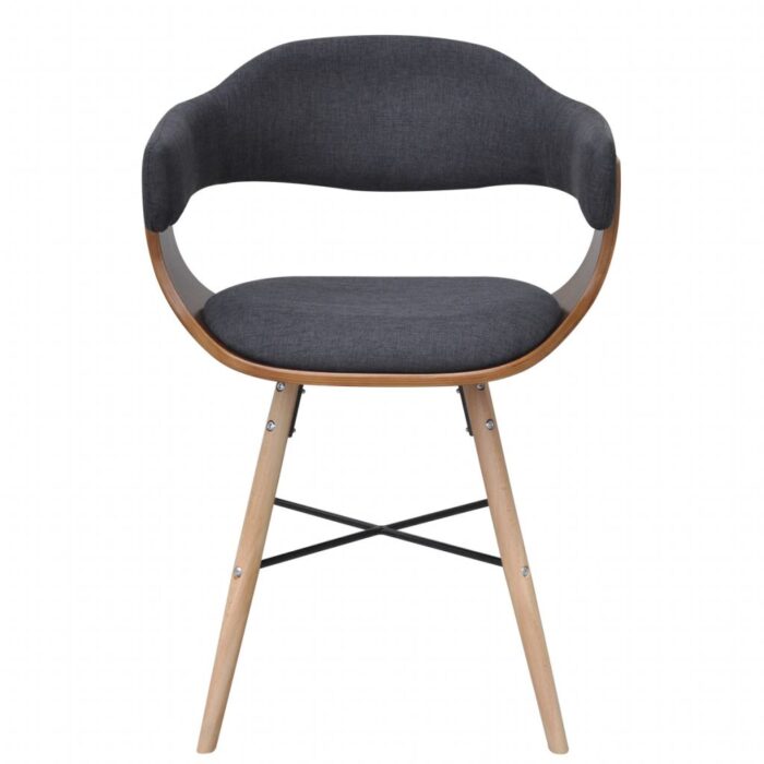 Chaises à manger lot de 2 gris foncé bois courbé et tissu – Image 2