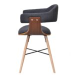 Chaises à manger lot de 2 gris foncé bois courbé et tissu – Image 3