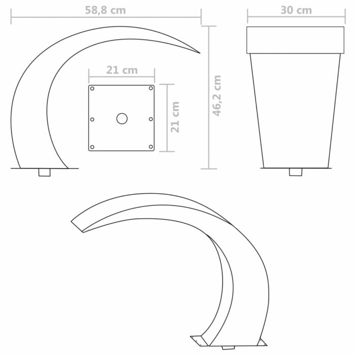 Fontaine cascade de piscine Acier inoxydable 45 x 30 x 60 cm – Image 6