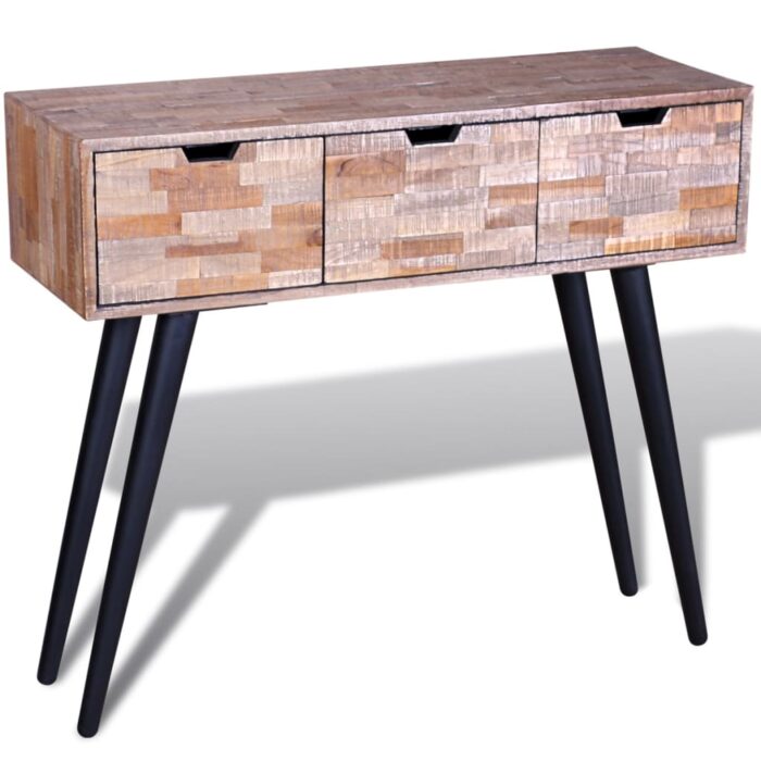 Table console avec 3 tiroirs Bois de teck recyclé – Image 1