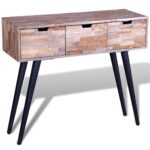 Table console avec 3 tiroirs Bois de teck recyclé – Image 5