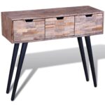 Table console avec 3 tiroirs Bois de teck recyclé – Image 6
