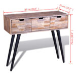 Table console avec 3 tiroirs Bois de teck recyclé – Image 8