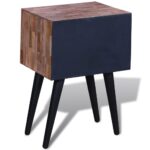 Table de chevet avec 2 tiroirs Bois de teck recyclé – Image 5