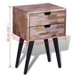 Table de chevet avec 2 tiroirs Bois de teck recyclé – Image 8