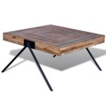 Table basse avec pieds en V Bois de teck recyclé – Image 4